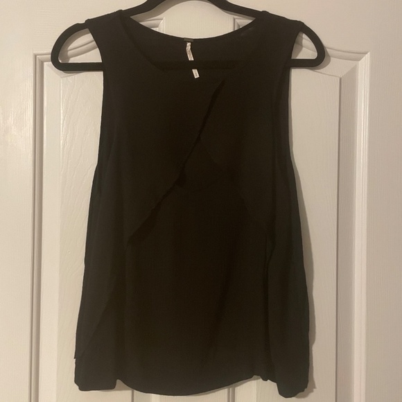 Free People Crinkle Look Through Top, Black, Size Small - Picture 6 of 11